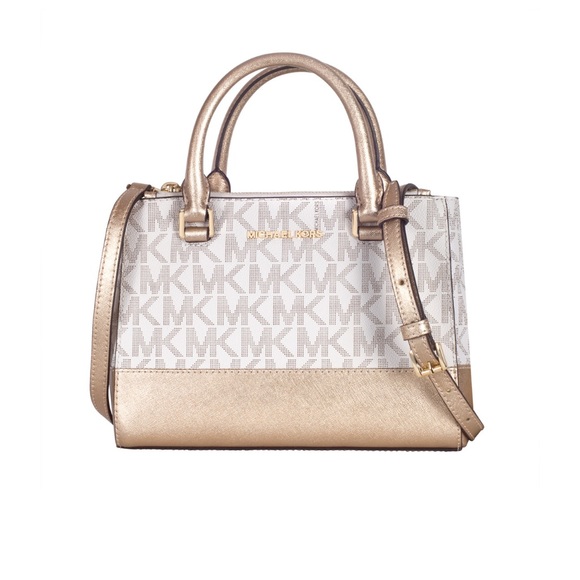 Michael Kors Kellen Xs Signature Gold Satchel 10” L X 7.5 H X 4” D